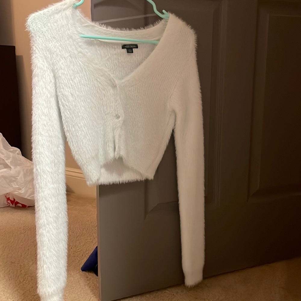 Baby Blue Short Cardigan with Clear Blue Buttons